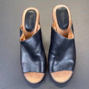 Madewell Finch Mule Sandal,Size 8.5,Black Leather,Preppy,Heel,Womens Shoes